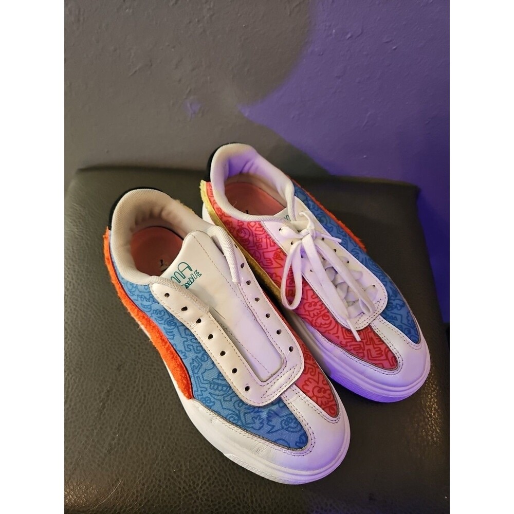Puma X Shoes Mr Doodle Platform Low Top Sneakers Womens 8.5 Red White‎ Blue
